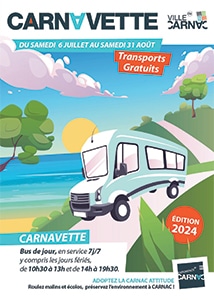 Dépliant Carnavette navette gratuite Carnac été 2024 page de couverture
